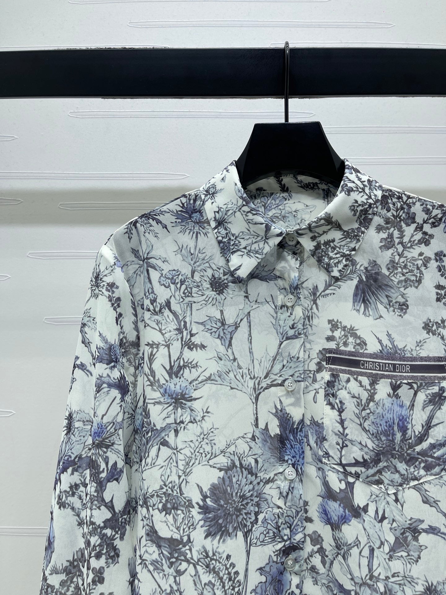 Dior 2026 Print Logo Shirt White Blue Polyester