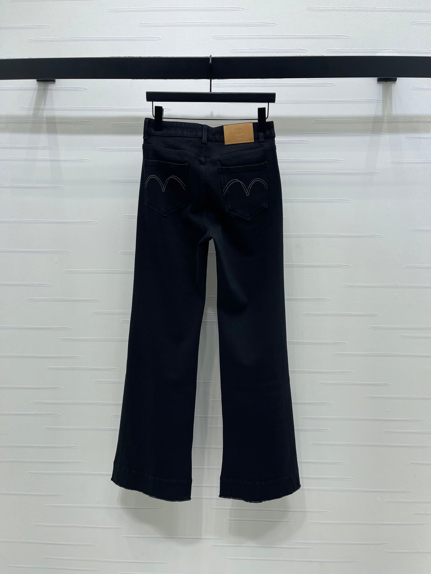 Chanel 2026 Slim-fit Flared Jeans Black Cotton 669869