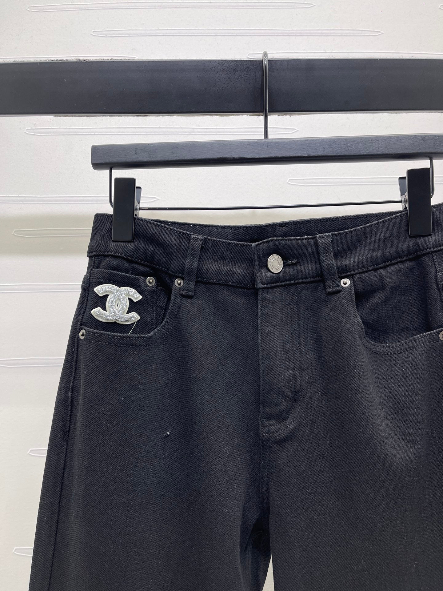 Chanel 2026 Slim-fit Flared Jeans Black Cotton 669869