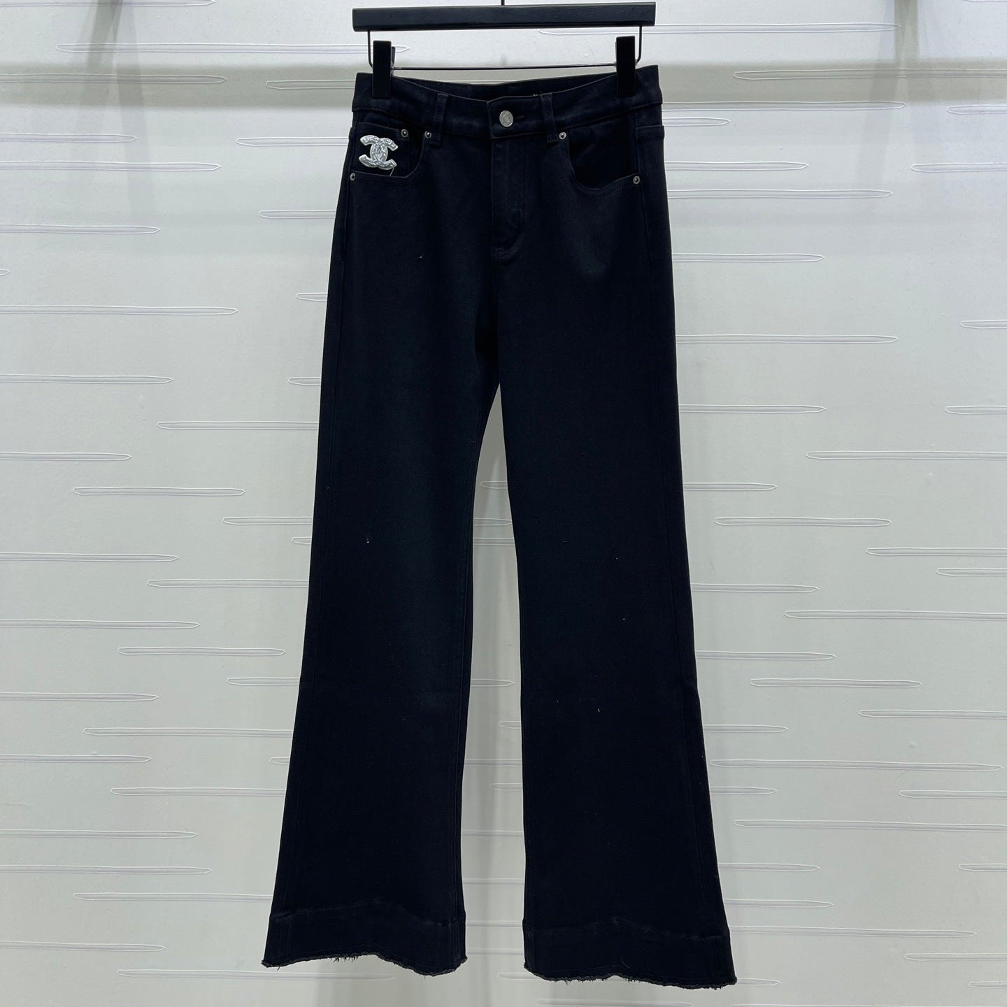 Chanel 2026 Slim-fit Flared Jeans Black Cotton 669869