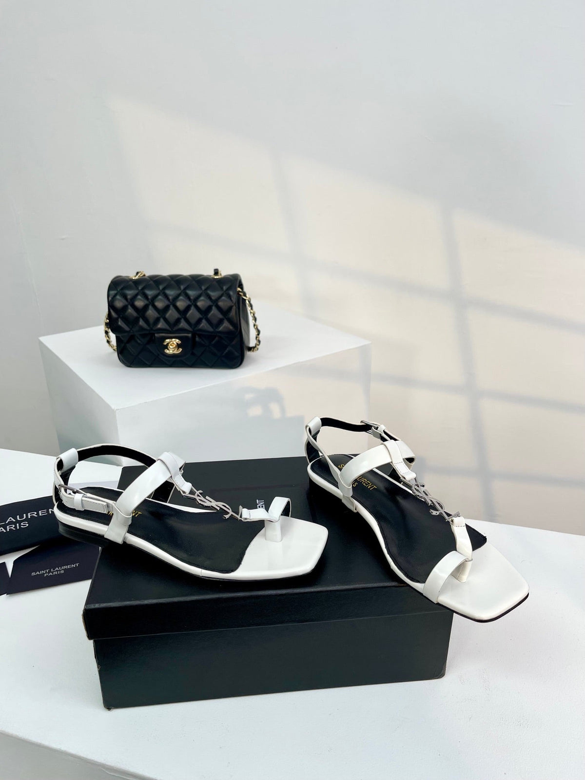 SL CASSANDRA ONE SANDAL FLAT WHITE CALFSKIN