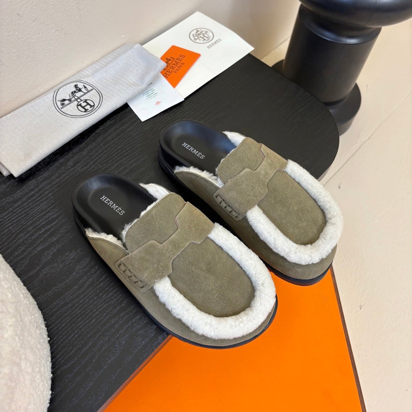 HM slippers birkenstocks olive green suede 478433