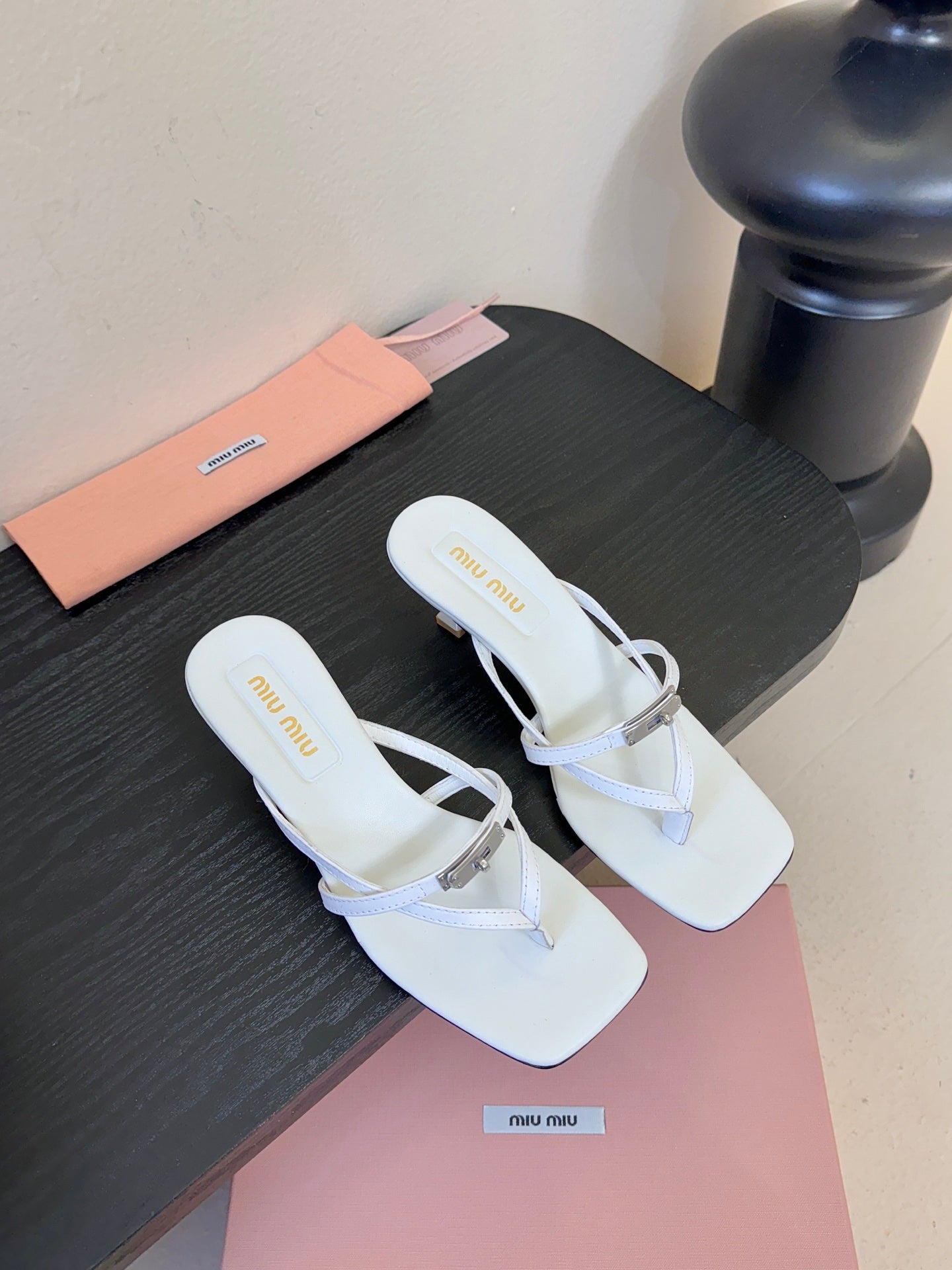 MIU High Heeled Sandals 50 White Sheepskin 627364