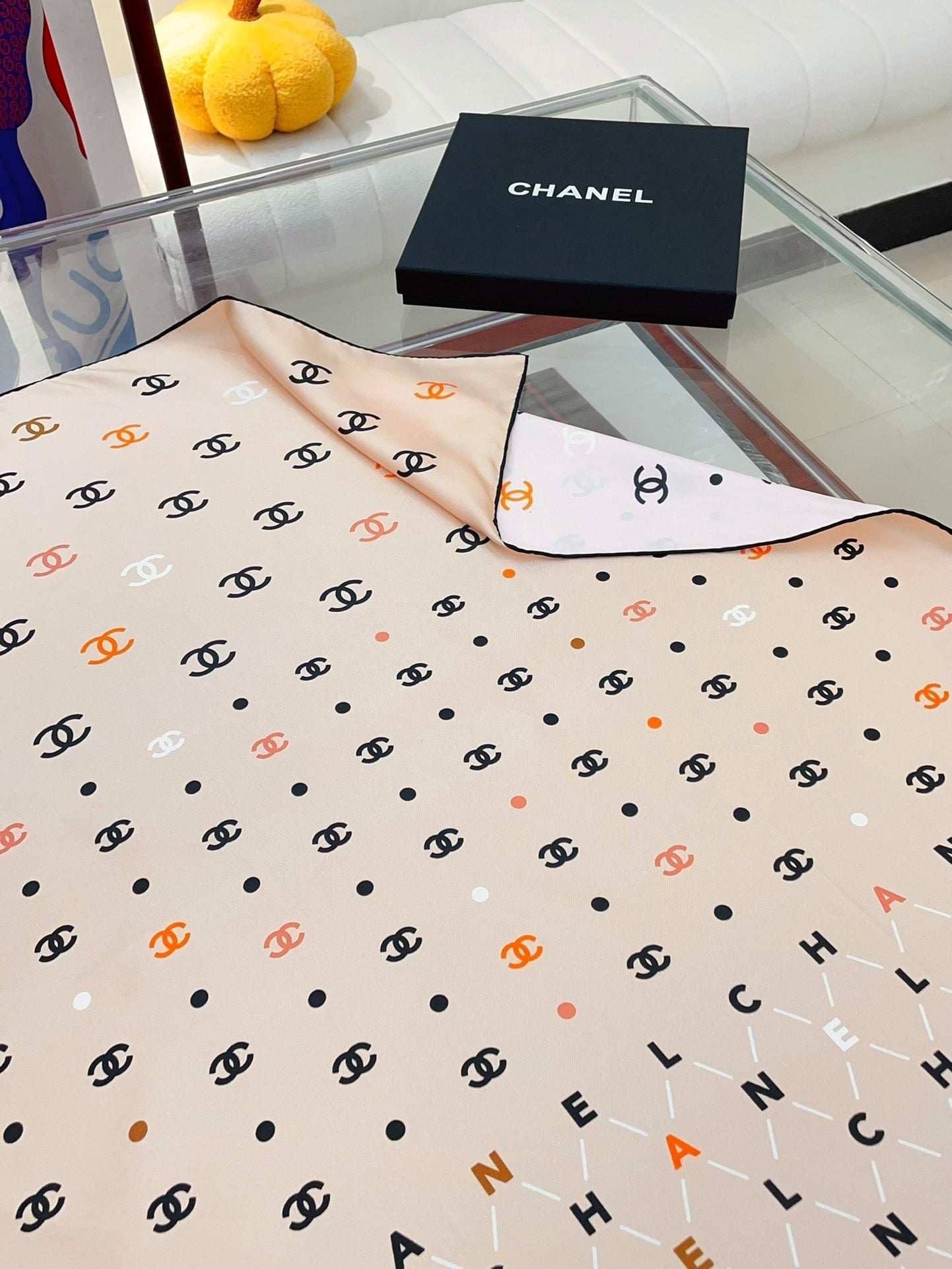 CC Square Scarf 90 CM In Beige Silk 167945