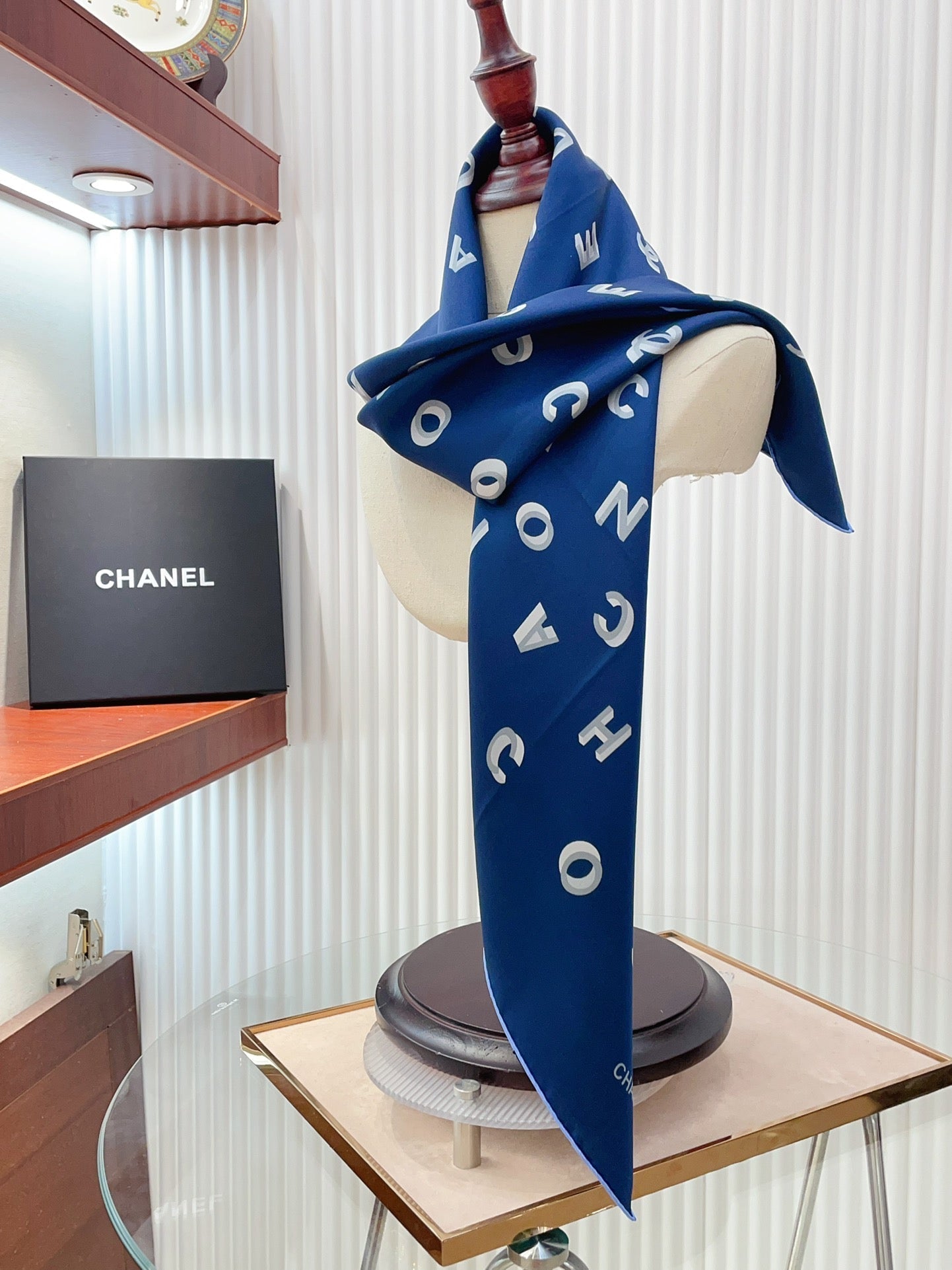 CC Square Scarf 90 CM In Blue With Printed Letters Silk Twill  208581