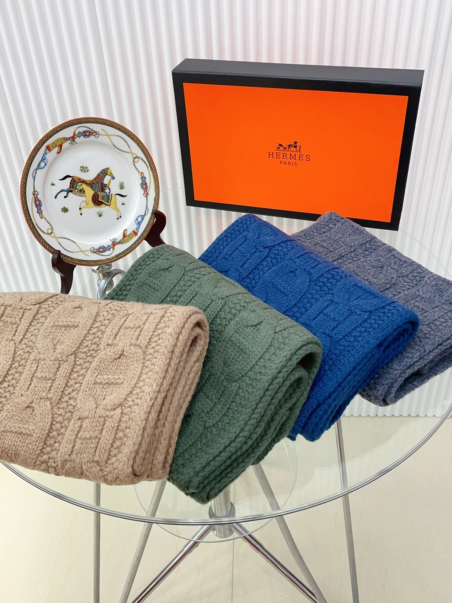 Faubourg Muffler Scarf 170 CM Grey Cashmere Handwoven 356204