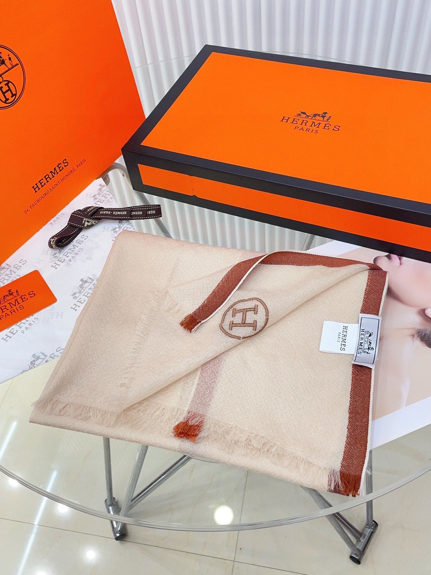 SCARF 180 CM IN BEIGE BISQUE CASHMERE 388145