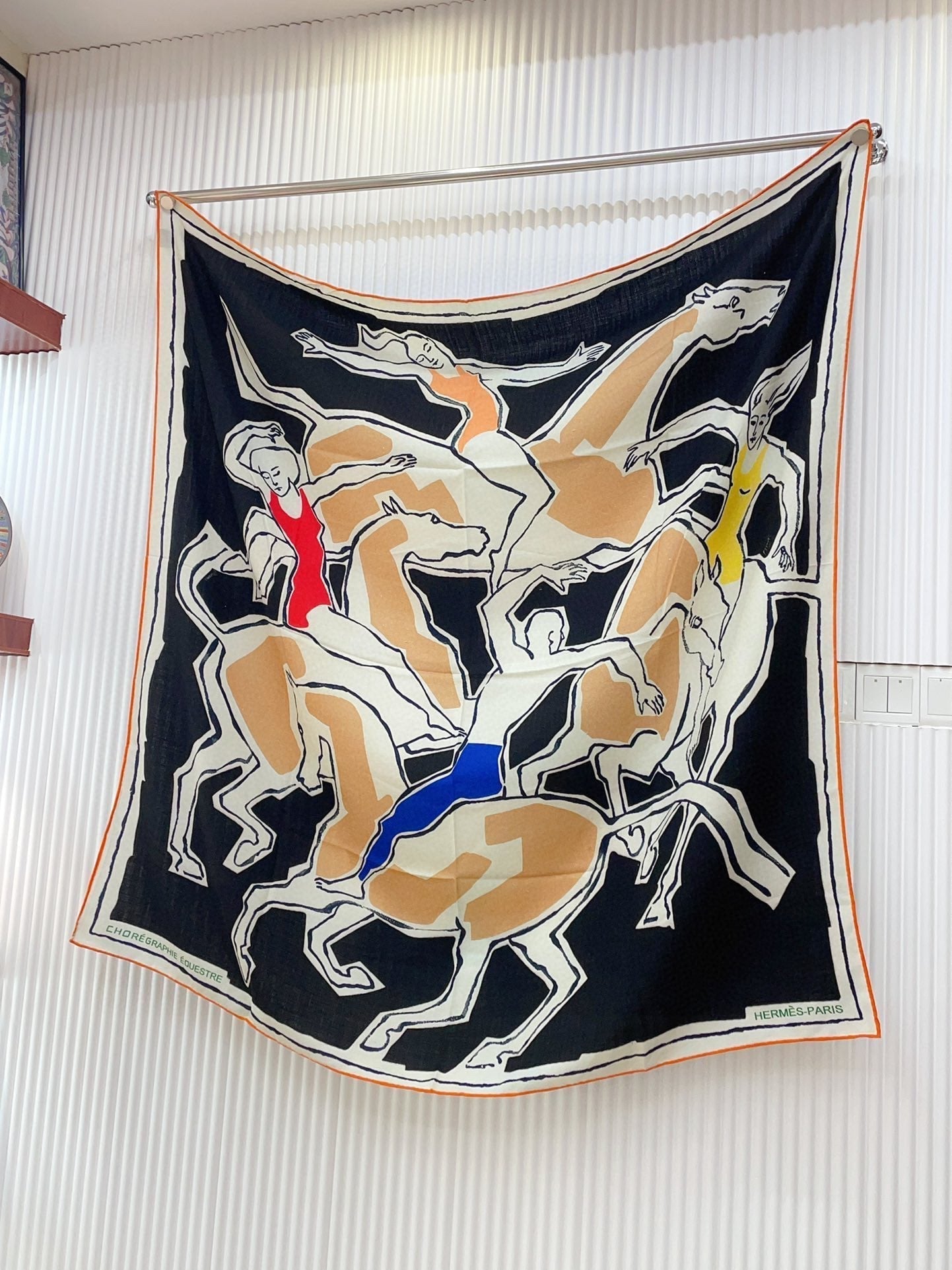 Choregraphie Equestre Scarf 140 CM Black Colorful Cashmere And Silk 393169