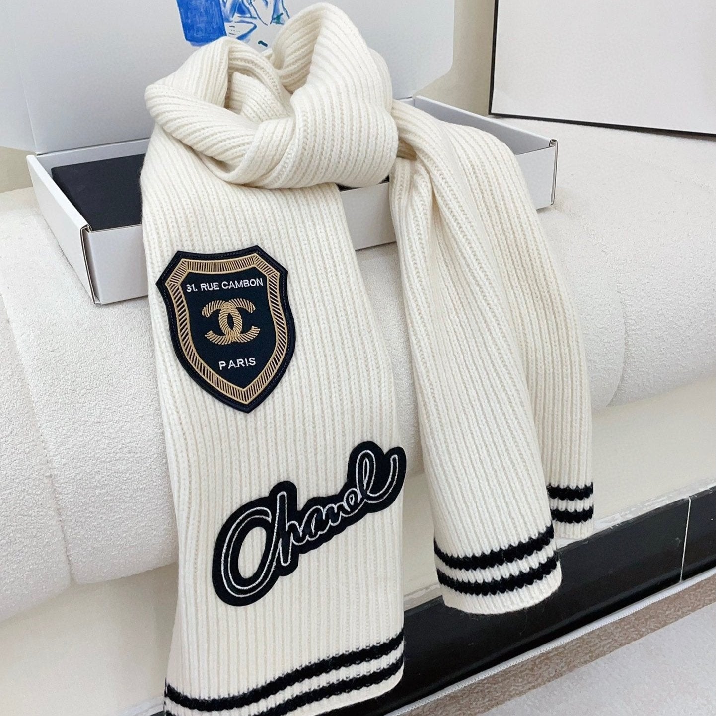 CC Scarf 180 CM In White Cashmere 405080