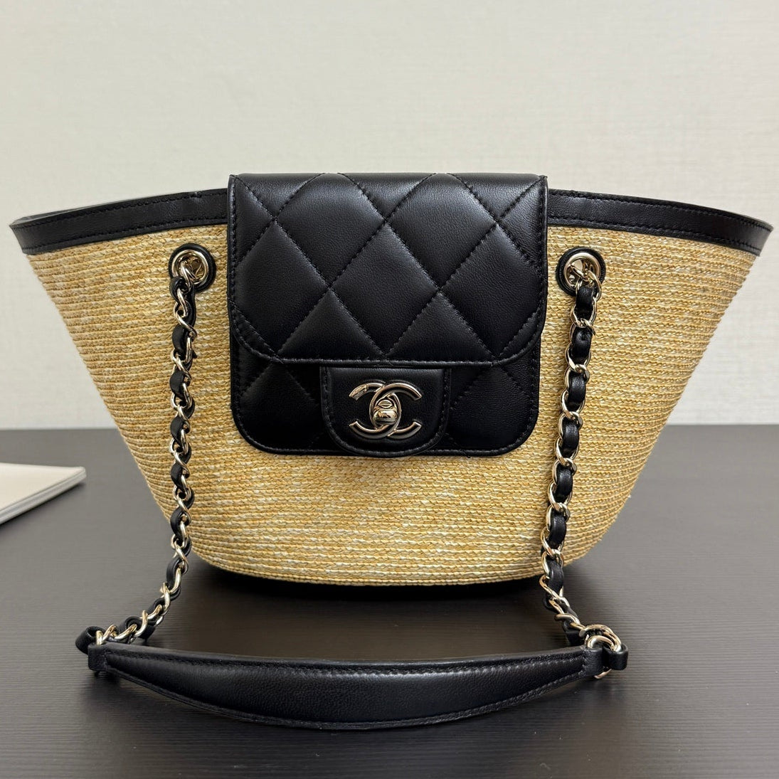 Chanel 2026 Shopping Bag 34cm Straw Lambskin