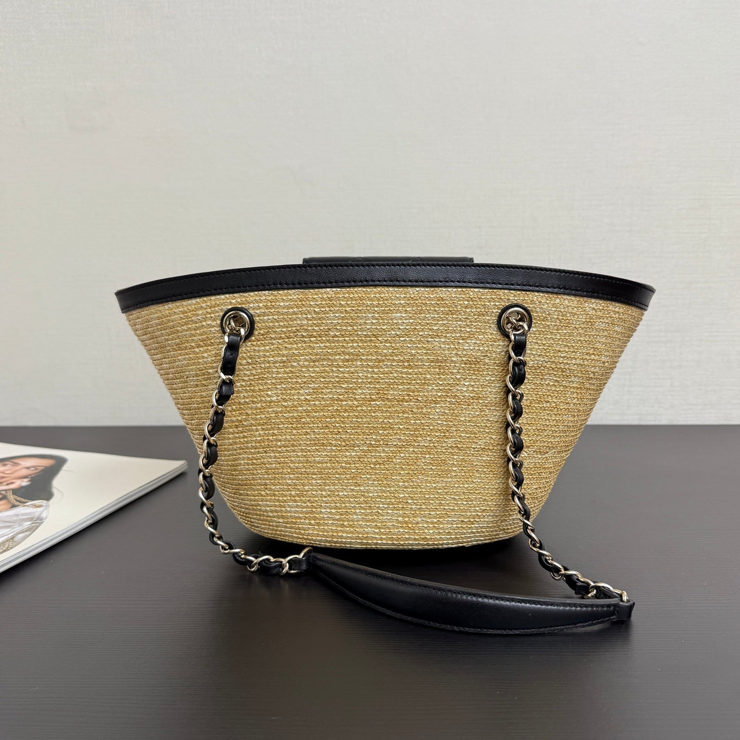 Chanel 2026 Shopping Bag 34cm Straw Lambskin