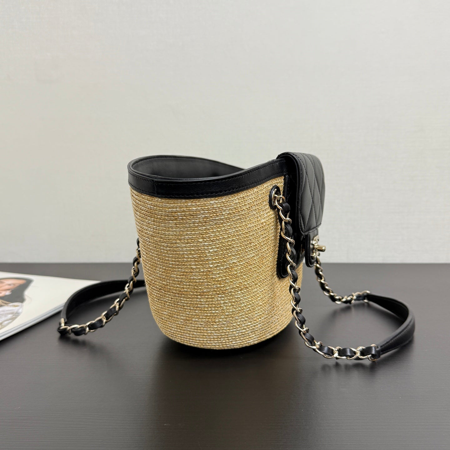 Chanel 2026 Shopping Bag 34cm Straw Lambskin
