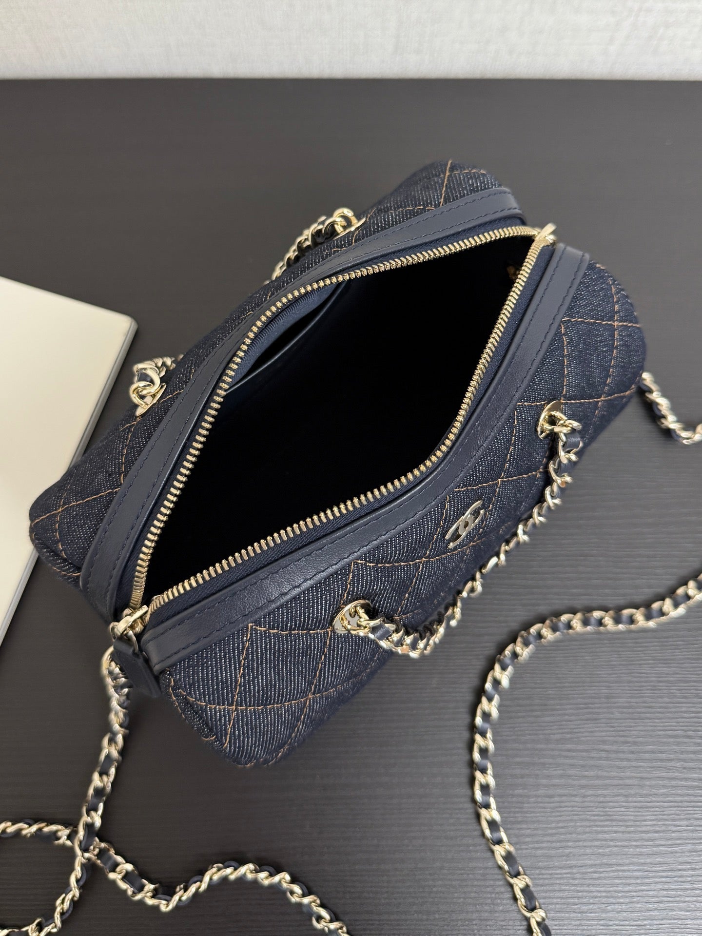 Chanel 2026 Bowling Bag 18.5cm Blue Denim Leather