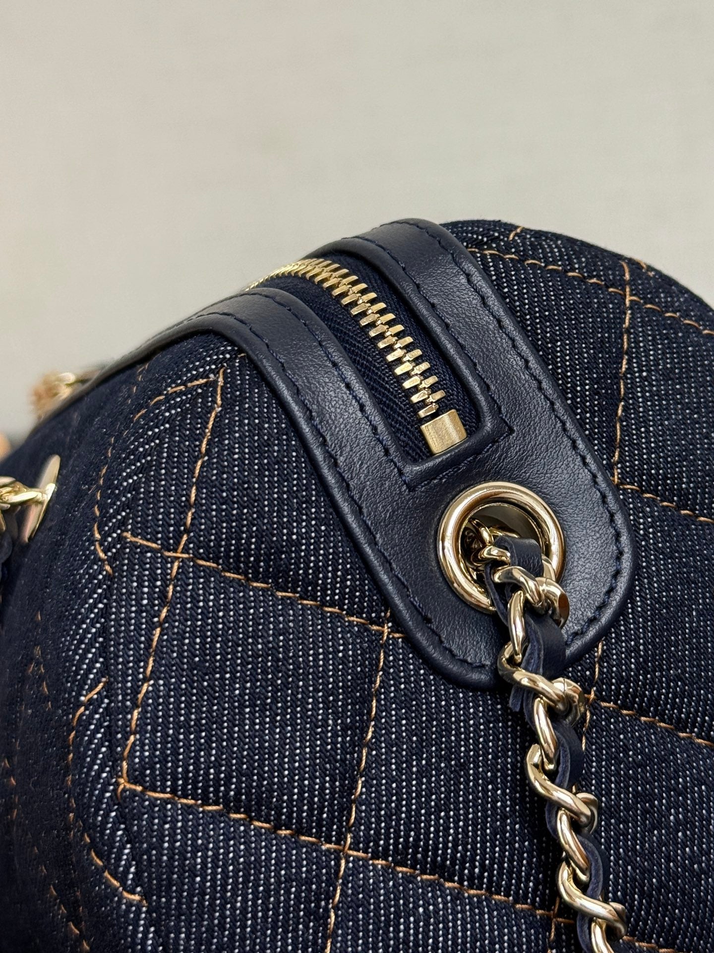 Chanel 2026 Bowling Bag 18.5cm Blue Denim Leather