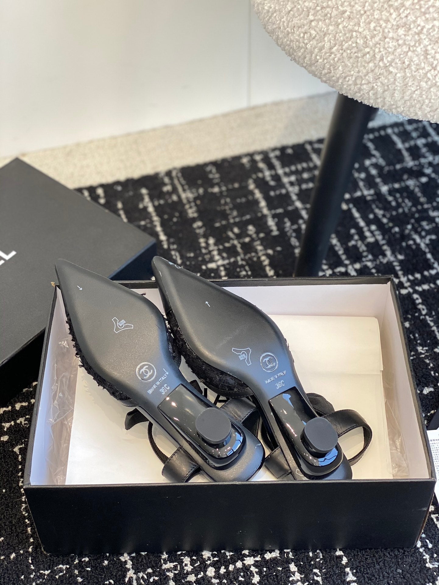 slingbacks 45 black tweed lambskin