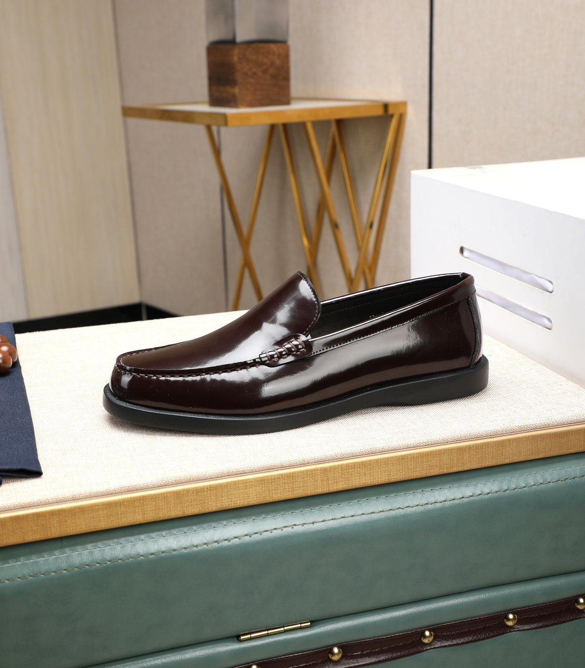 CD RETRO SEWED LOAFER WINE POLISHED CALFSKIN