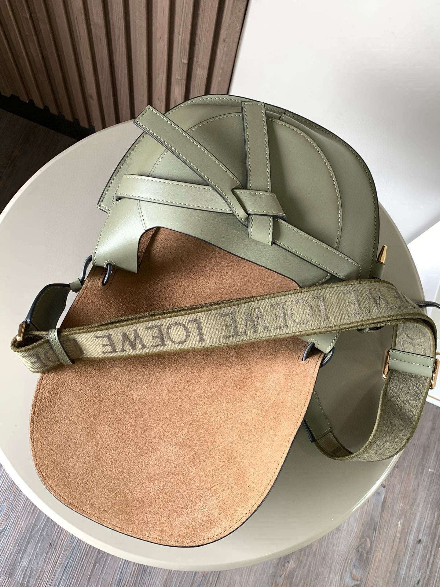 Loewe Saddle Bag 21 Light Sage Green Leather 280426