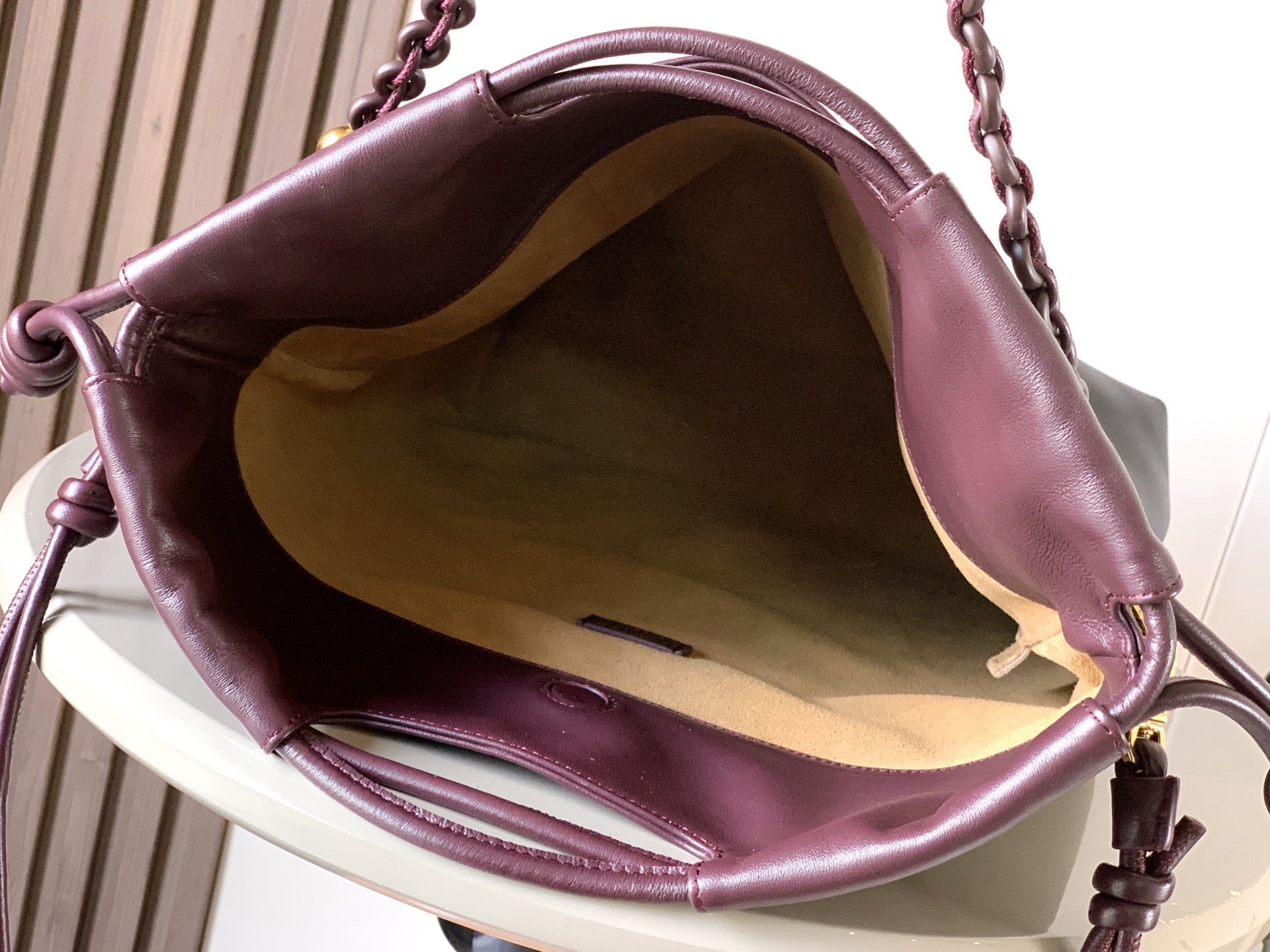 Loewe Flamenco Purse Tote Bag 38 Black Burgundy Lambskin 274698