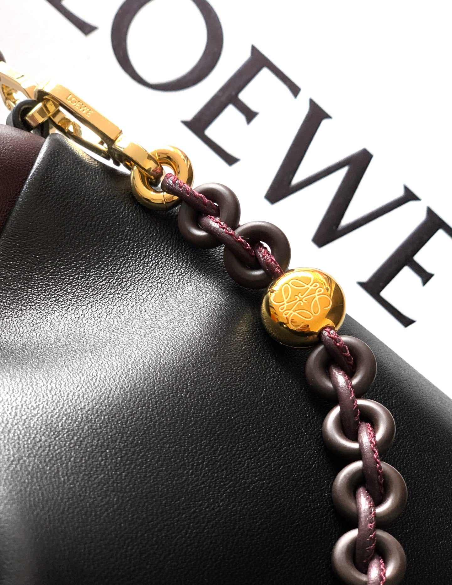 Loewe Flamenco Purse Tote Bag 38 Black Burgundy Lambskin 274698