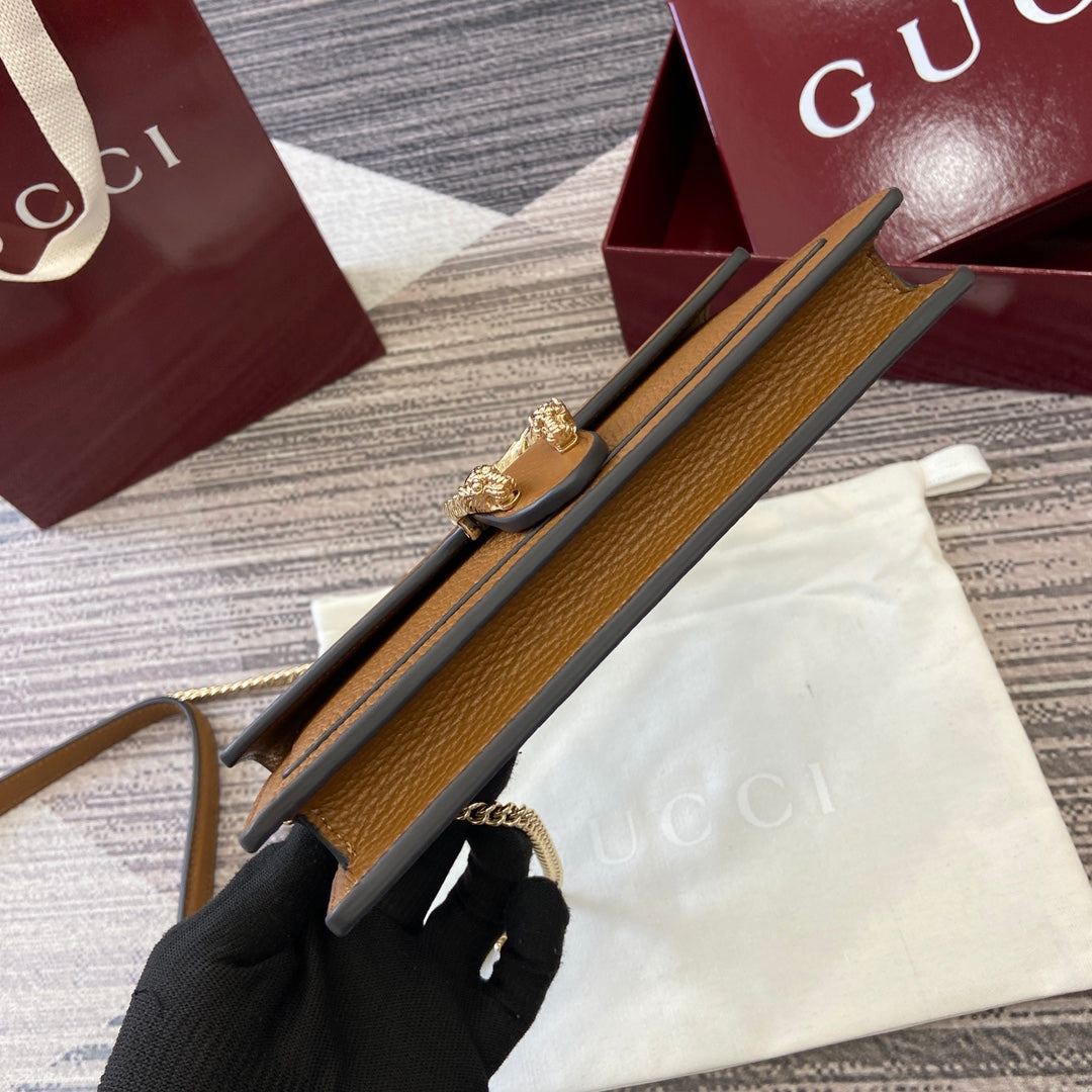GG Dionysus Chain bag 20cm Brown Grained Leather