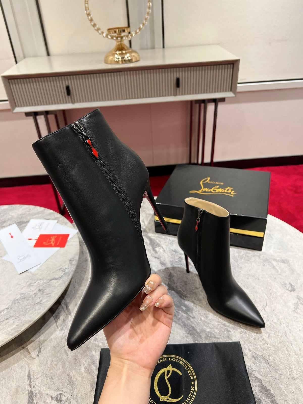 CL SO KATE BOOTY 100 BLACK CALFSKIN