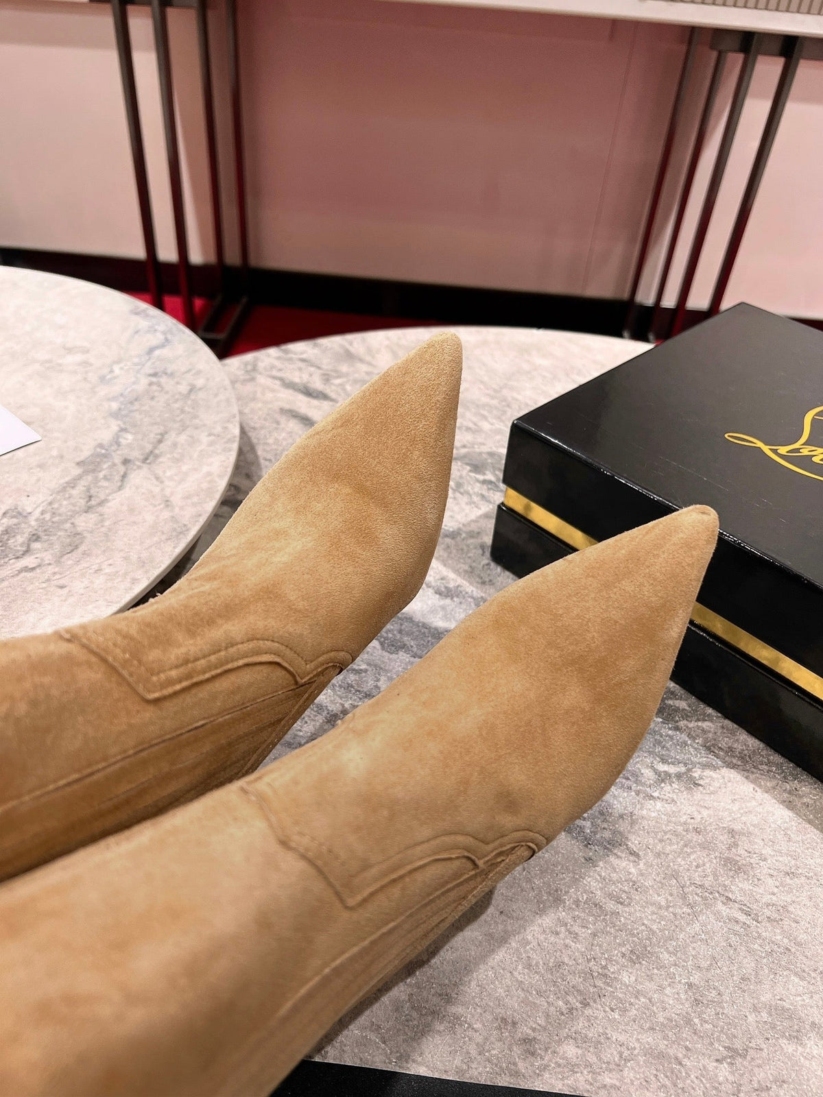 CL Santigag 85 Mm Low Boots Veau Velours Lionne