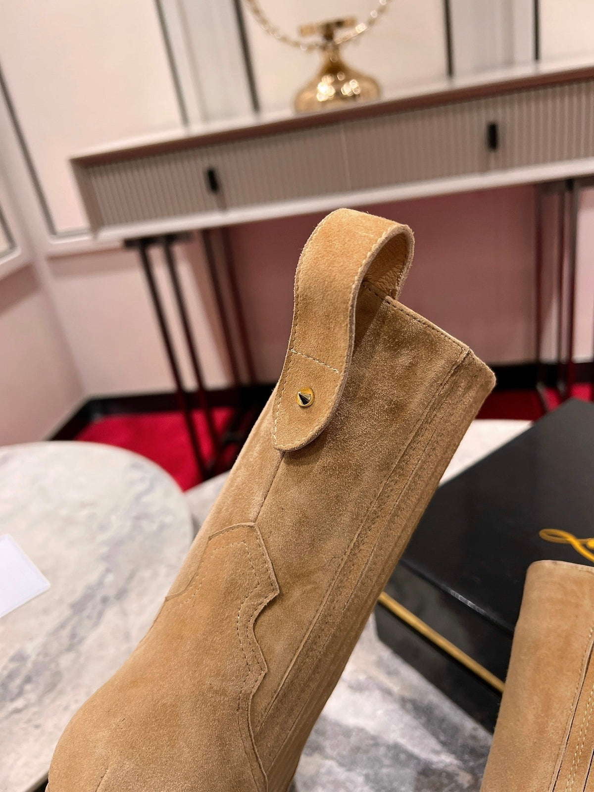 CL Santigag 85 Mm Low Boots Veau Velours Lionne