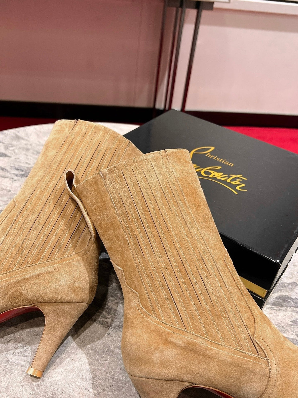 CL Santigag 85 Mm Low Boots Veau Velours Lionne