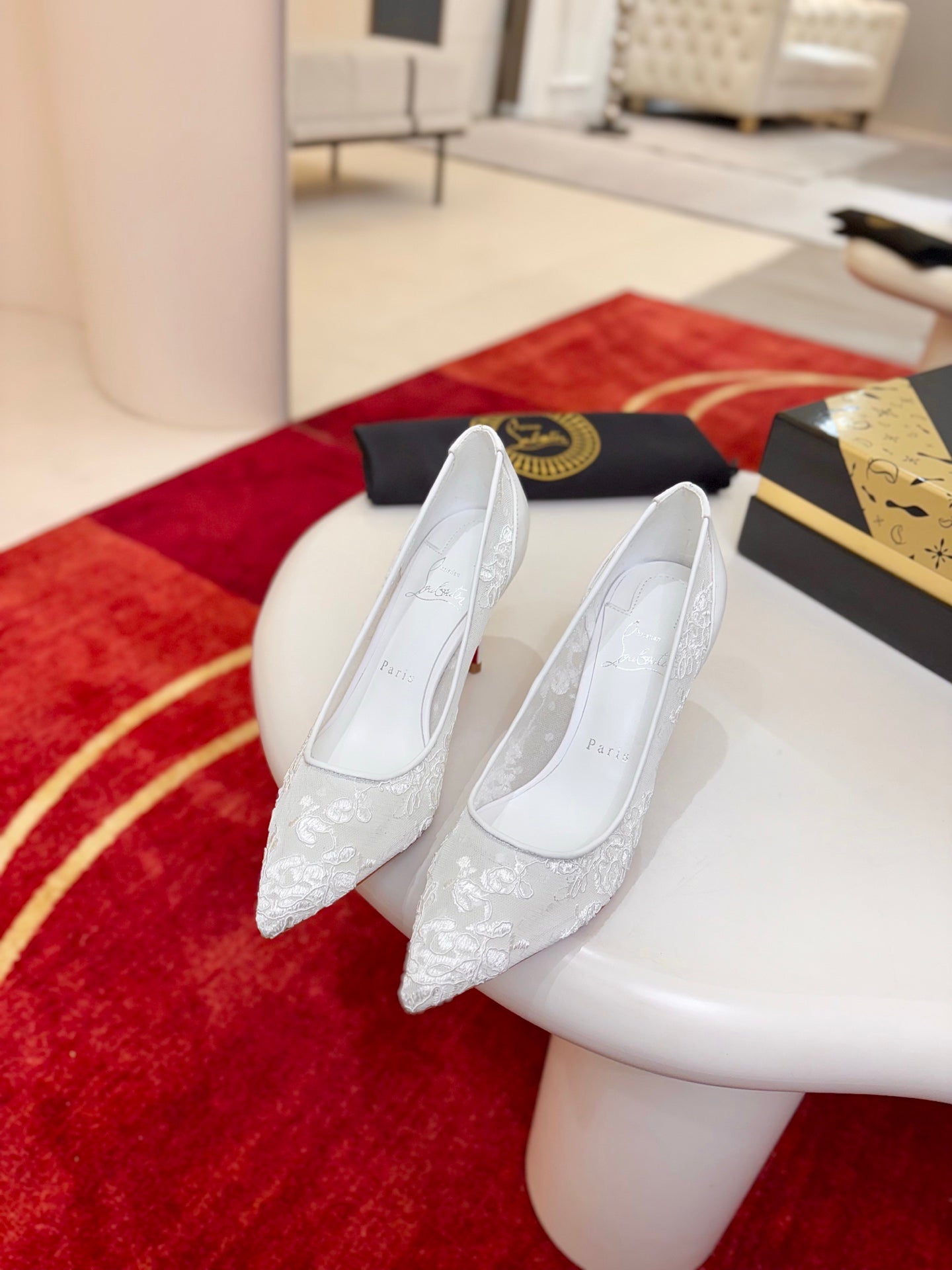 Christian Louboutin Follies Lace Pumps Leather 825176