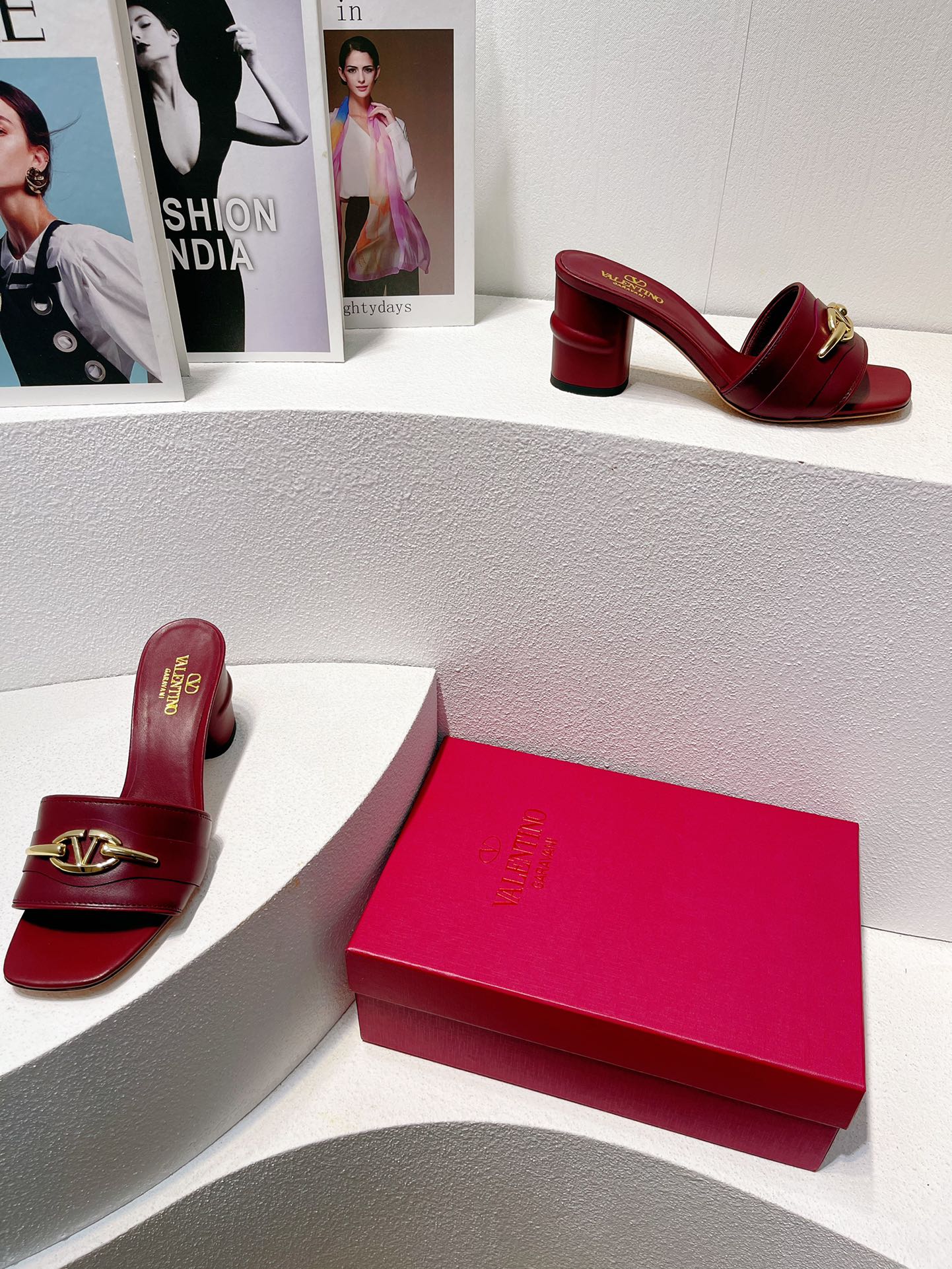 VT Leather Mules Dark Burgundy Cowhide 292870