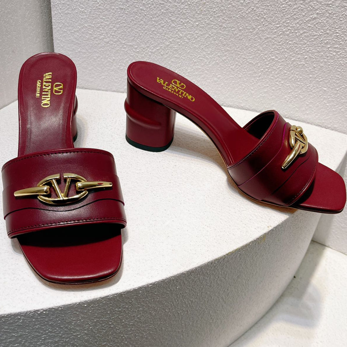 VT Leather Mules Dark Burgundy Cowhide 292870