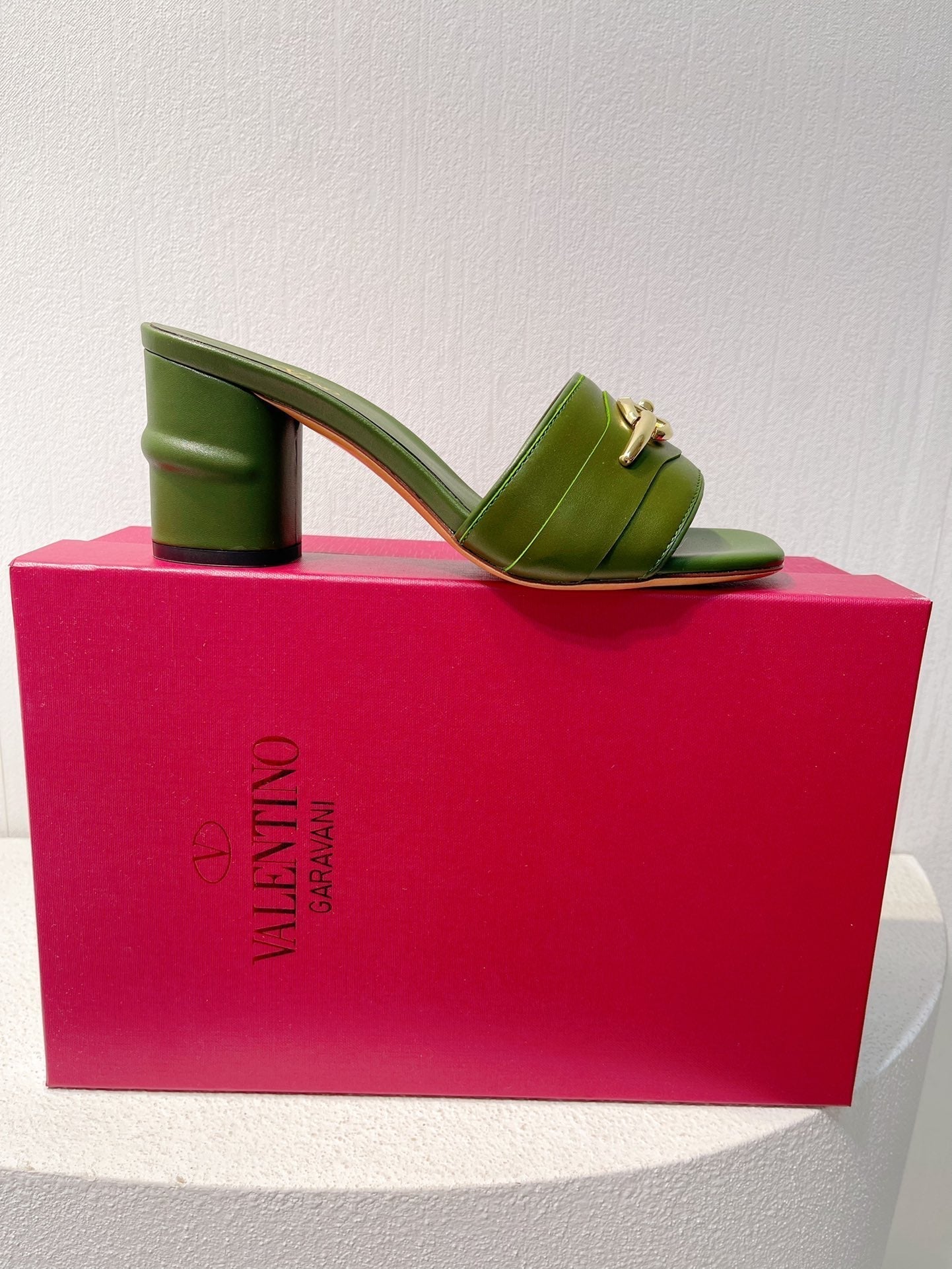 VT Leather Mules Dark Green Cowhide 292871