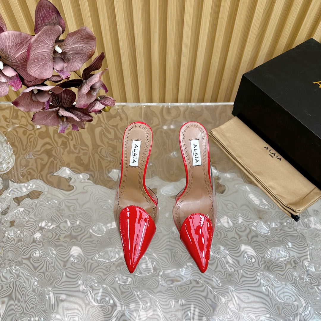 Alaila Mule 100mm In Red Lambskin 957216