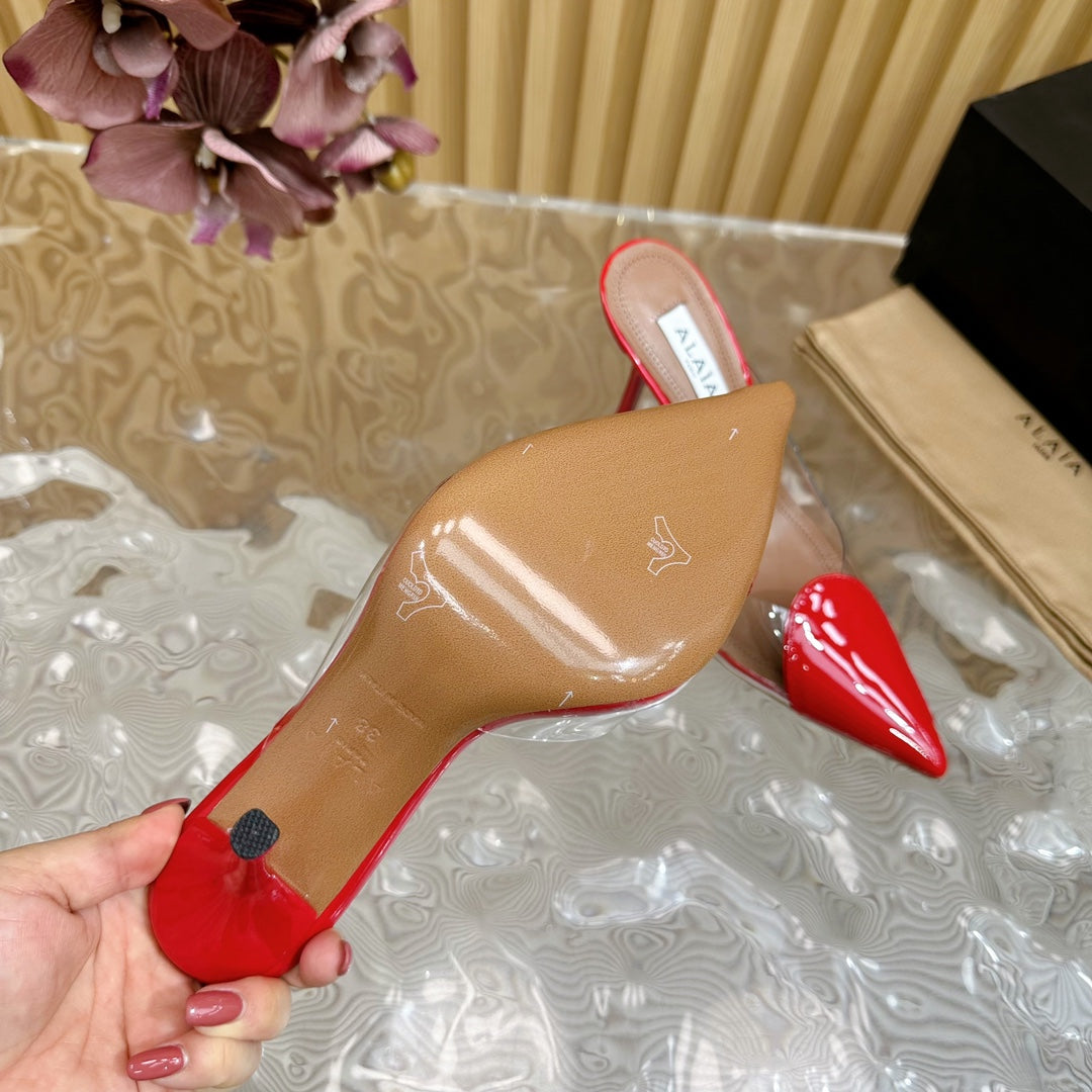 Alaila Mule 100mm In Red Lambskin 957216