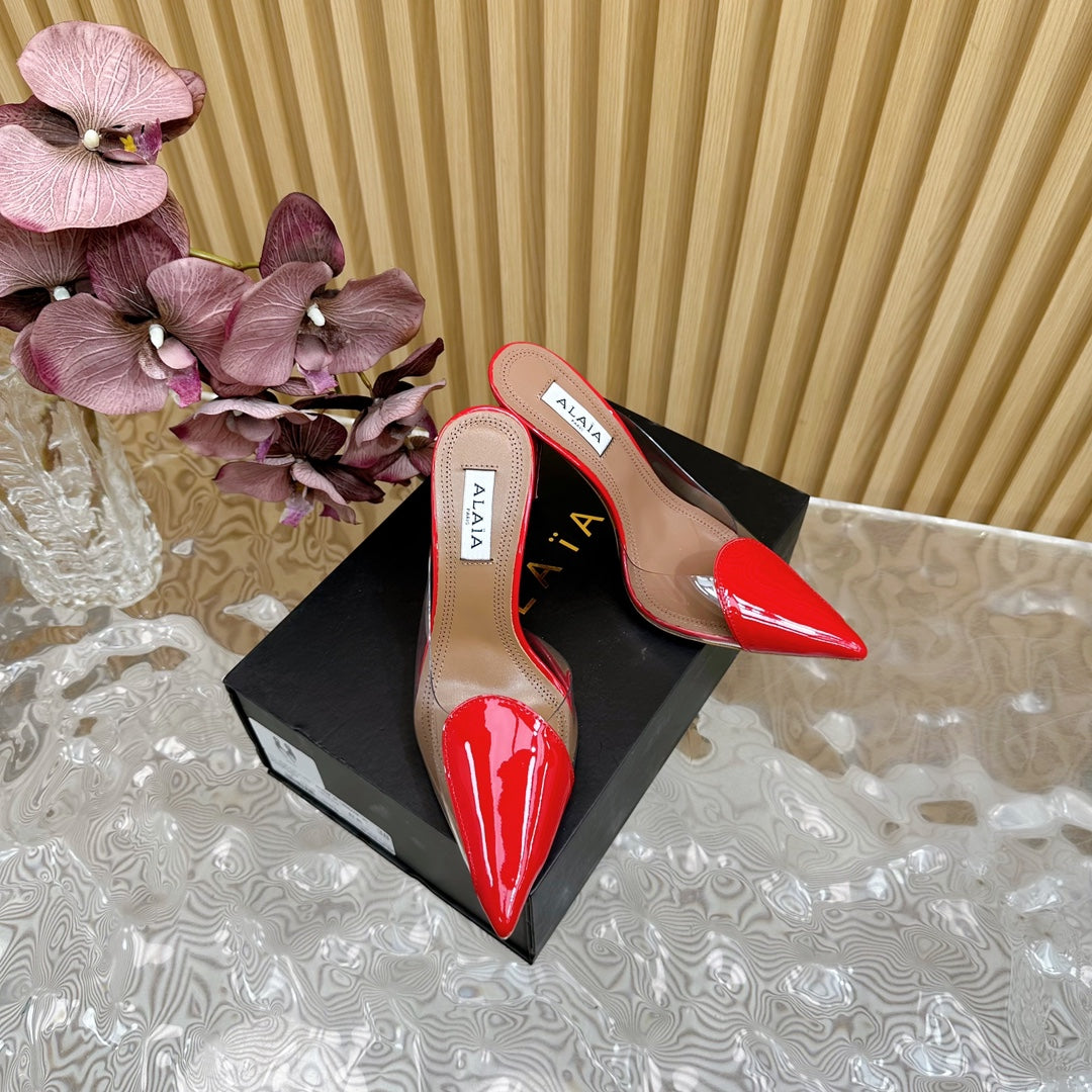 Alaila Mule 100mm In Red Lambskin 957216