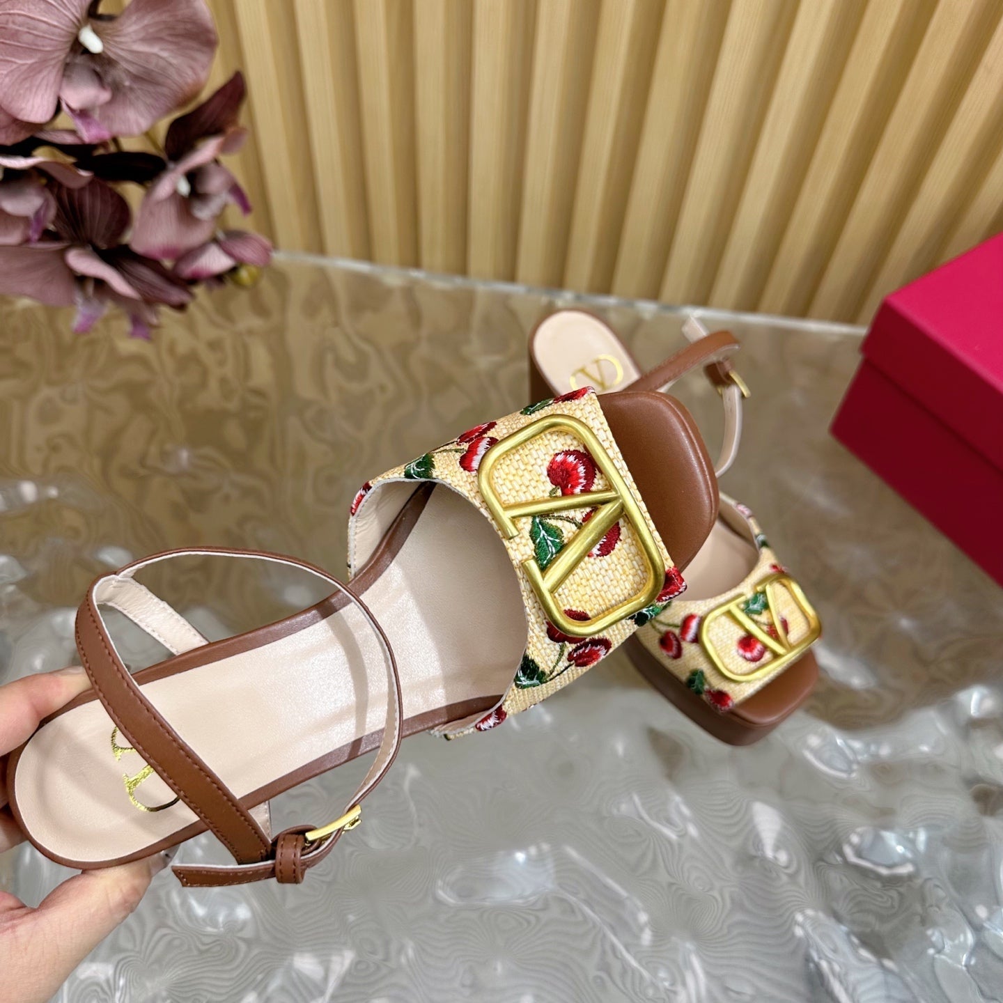 VT 2025 High Heels Sandals 110mm Brown Calfskin 286488