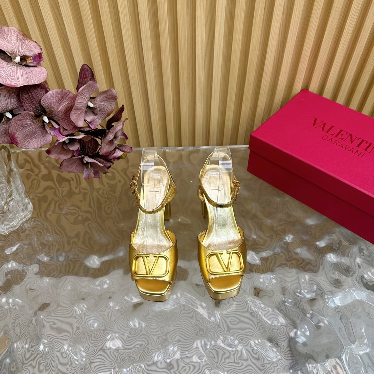 VT High Heels Sandals 110mm Gold Calfskin 286482