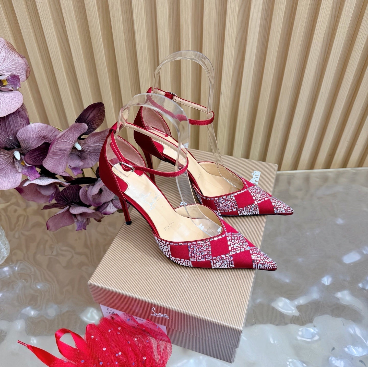 Christian Louboutin 2026 Slingback Pumps 100mm Silk Rhinestone 775986