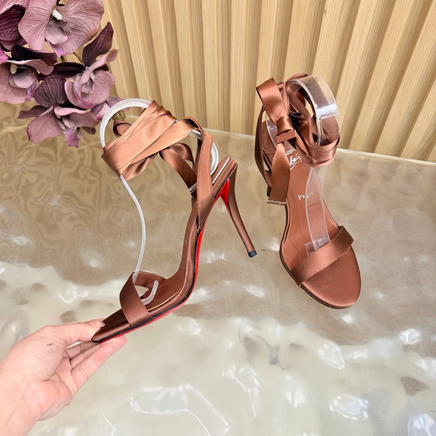 Christian Louboutin 2026 Cassia Lace Up Pumps 100mm Crepe Satin 775976