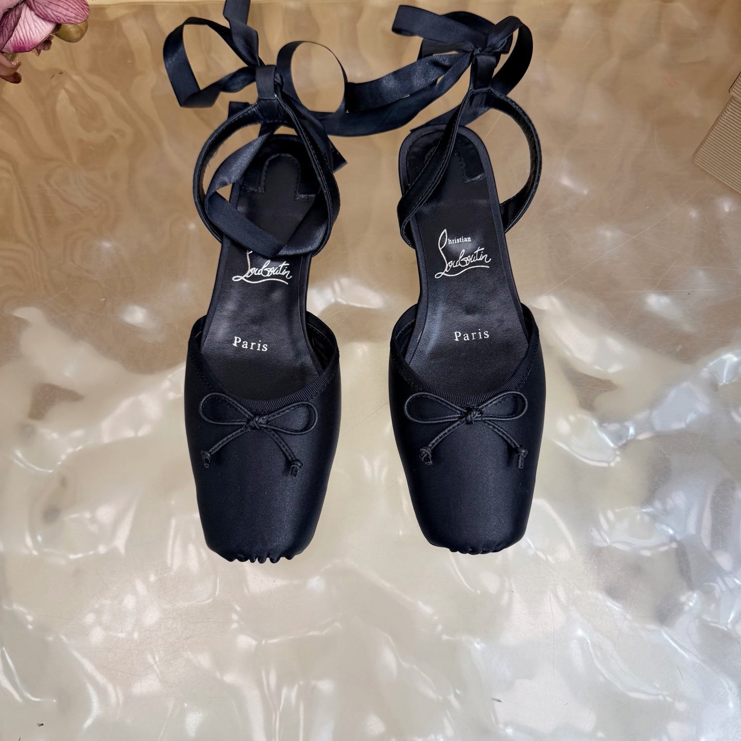 Christian Louboutin 2026 Sweetie Jane Strass Ballerina Flat Silk Leather 853090