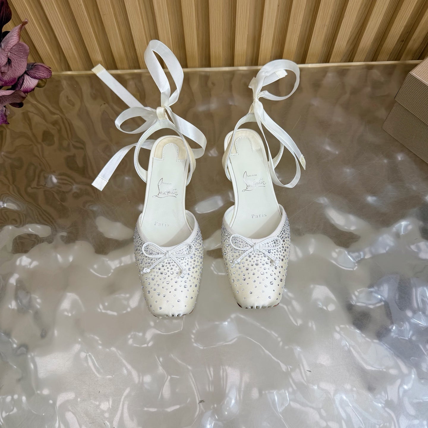 Christian Louboutin Sweetie Jane Strass Ballerina Flat Strass Silk Leather 853096