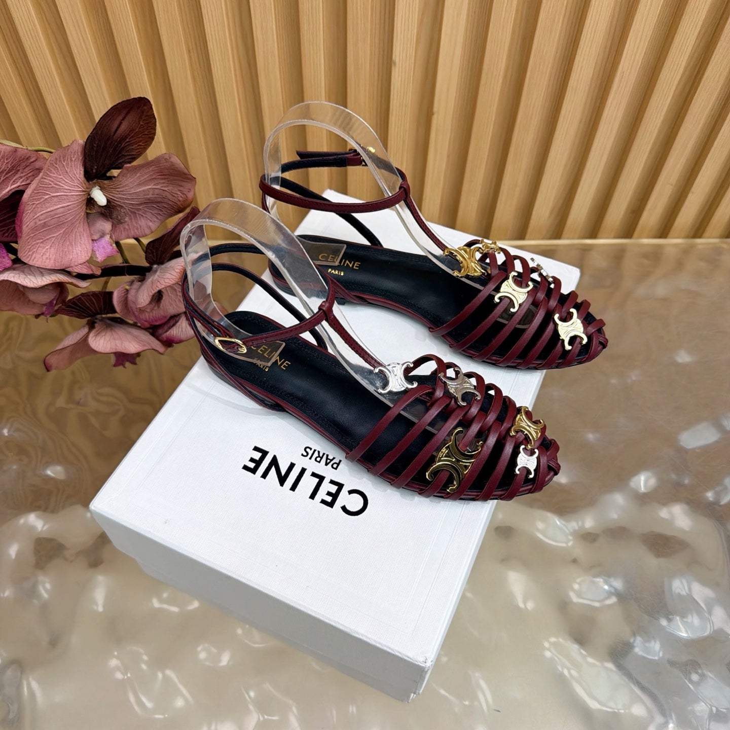 Celine 2026 Arc de Triomphe Cage Flat Sandal Calfskin 228208