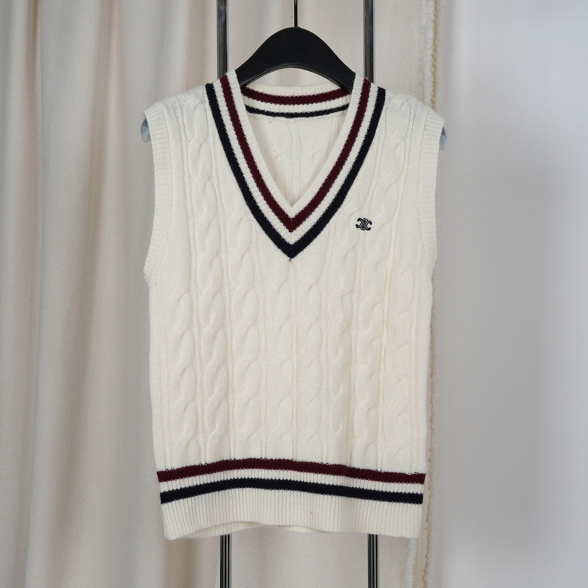 Celine Arc de Triomphe Vest White Cashmere