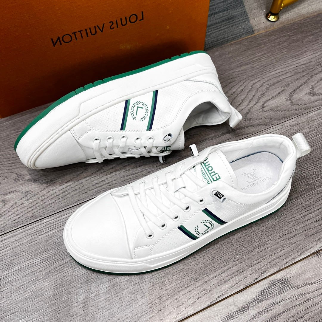 LV TRAINER WHITE AND GREEN CALFSKIN