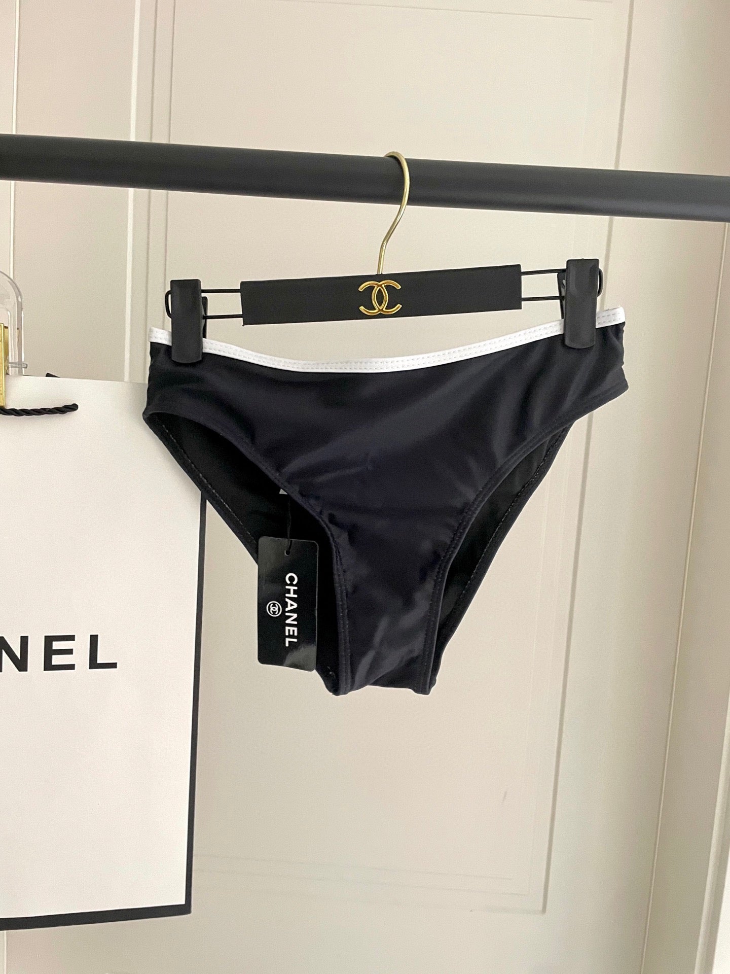 Chanel 2026 Two-piece Bikini Black And White Cotton