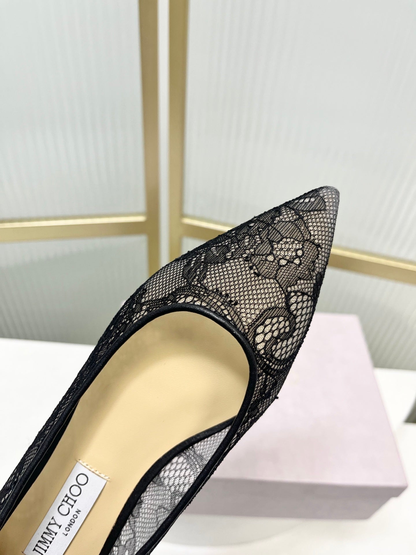Jimmy 26s Ballet Flats Black Beige Lace Sheepskin 605955