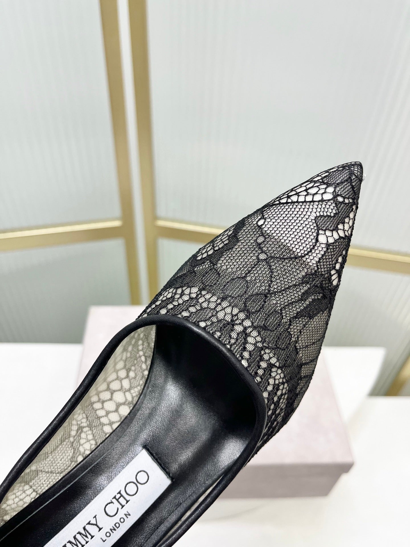 Jimmy 26s High Heel Pump 85 Black Lace Sheepskin 605956