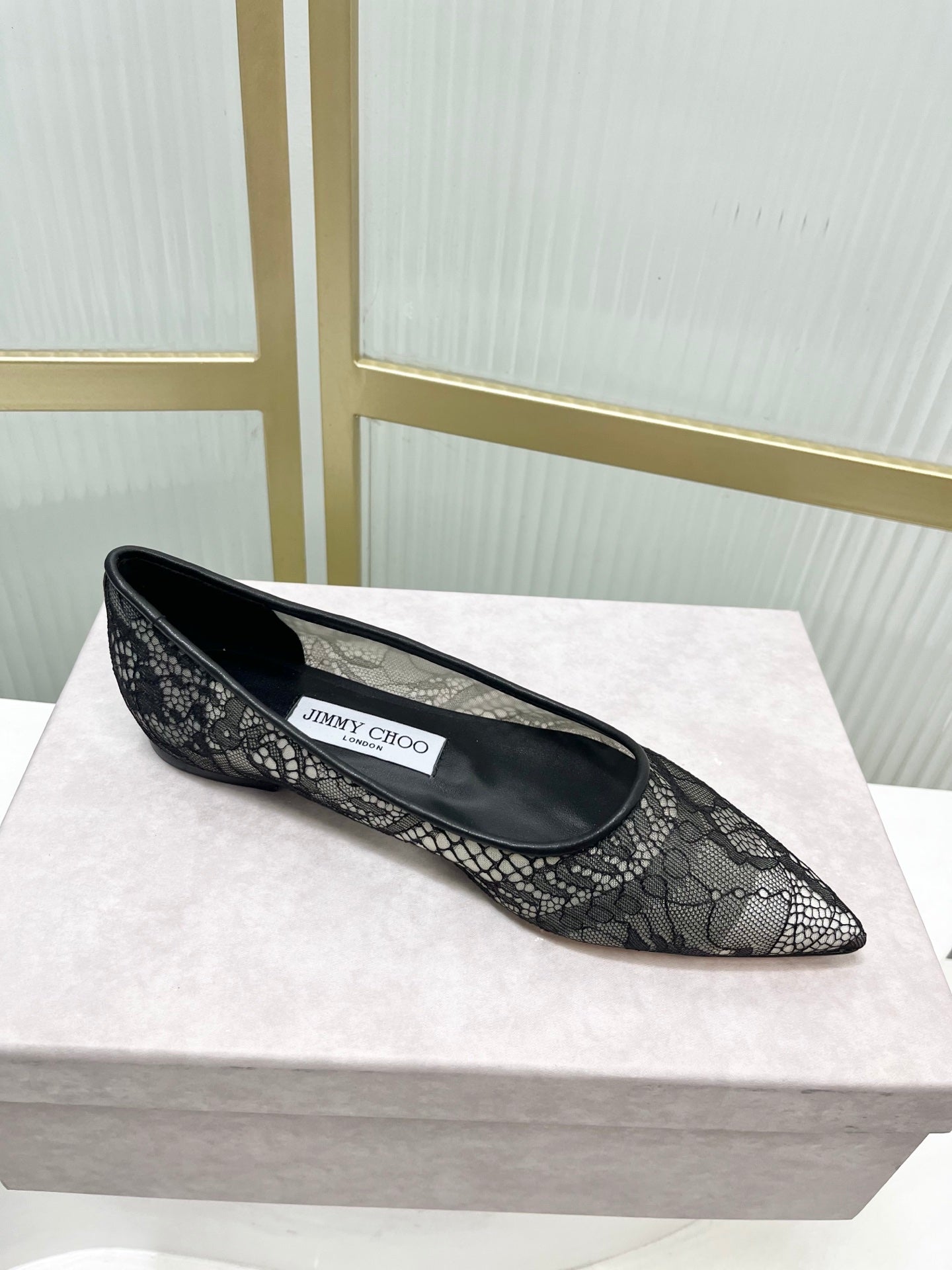 Jimmy 26s Ballet Flats Black Lace Sheepskin 605958
