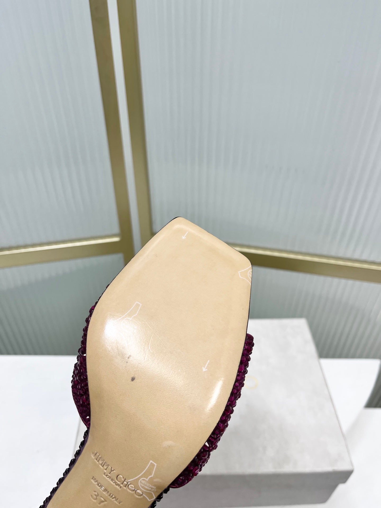Jimmy 26s High-Heeled Slippers 65 Purple Diamond Sheepskin  605979