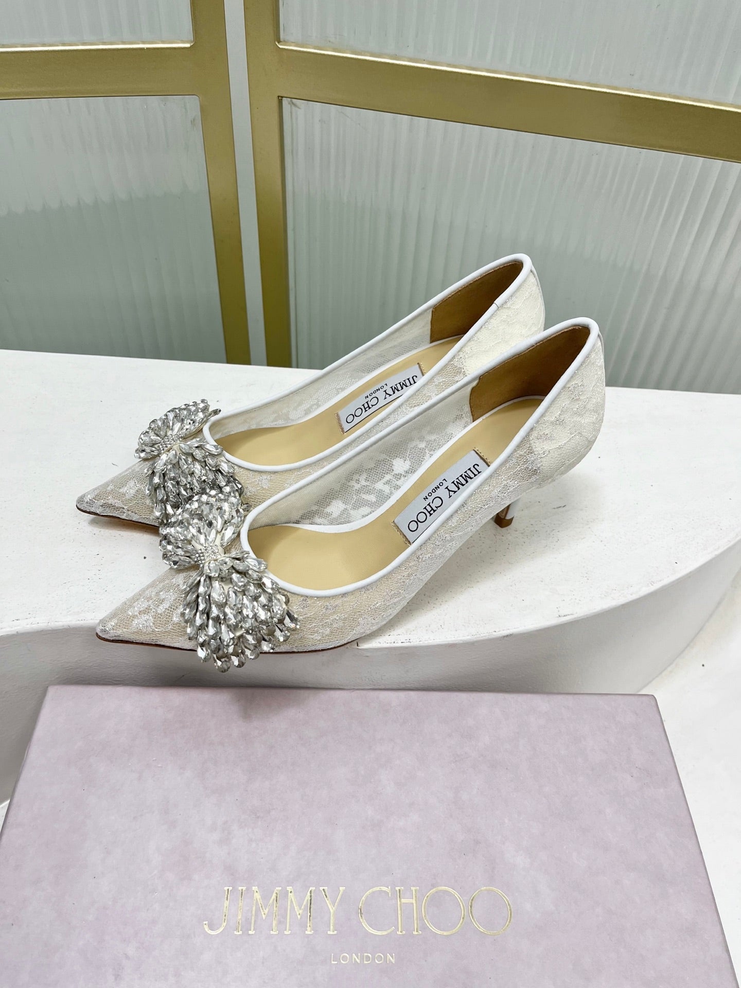 Jimmy 26s High Heels 65 White Imported Lace Sheepskin 605984